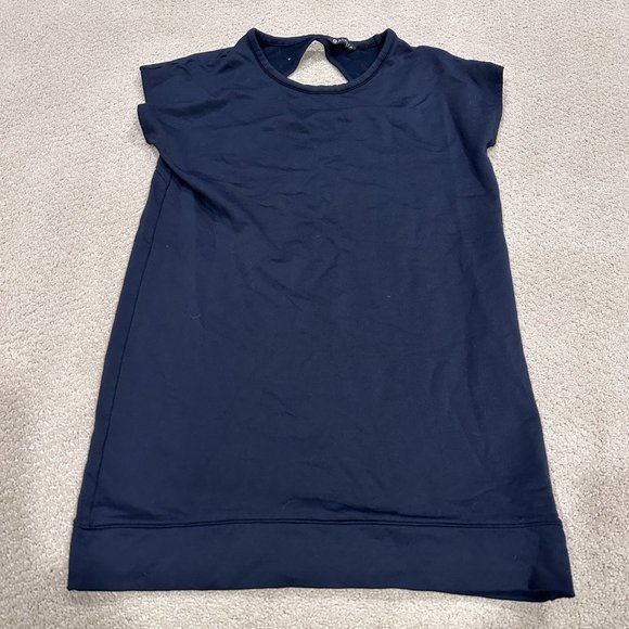 Athleta Dress Cocoon Black French Terry Knit Dolman Sleeve Mini Athleisure LARGE - Picture 4 of 9